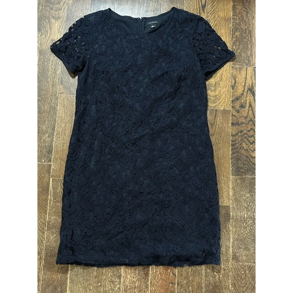 LOFT | Dresses | Ann Taylor Blue Lace Lined Semi Sheer Shift Size Dress 6